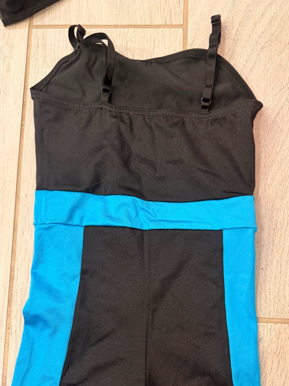 Weissman Black Leggings with Bright Blue Panels